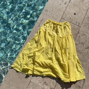 Kerri Rosenthal Vibrant Yellow Smiley Face Maxi Skirt